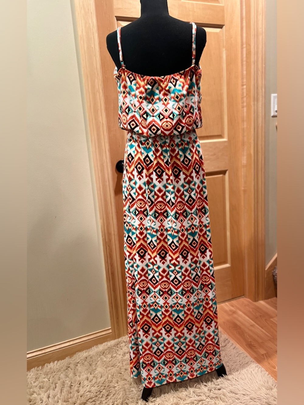 Wallflower Women’s Colorful Boho Aztec Print Maxi Sleeveless Summer Dress L - Picture 5 of 11